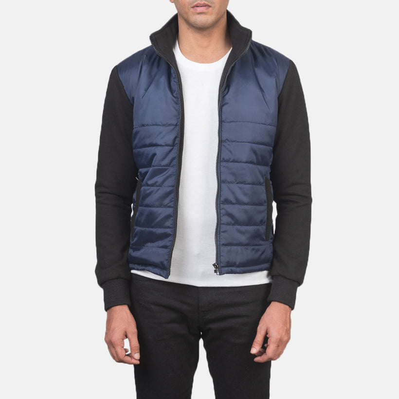 Nashville Quilted Blue Windbreaker Læderjakke til Mænd