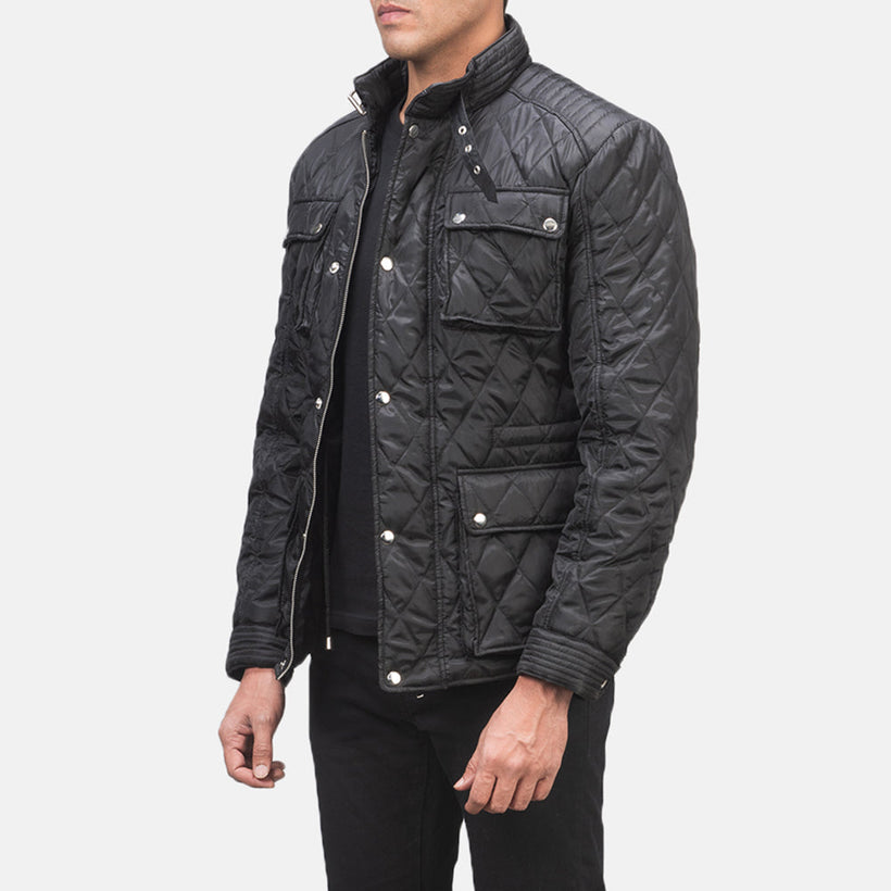 Nelson Quilted Sort Windbreaker Læderjakke til Mænd