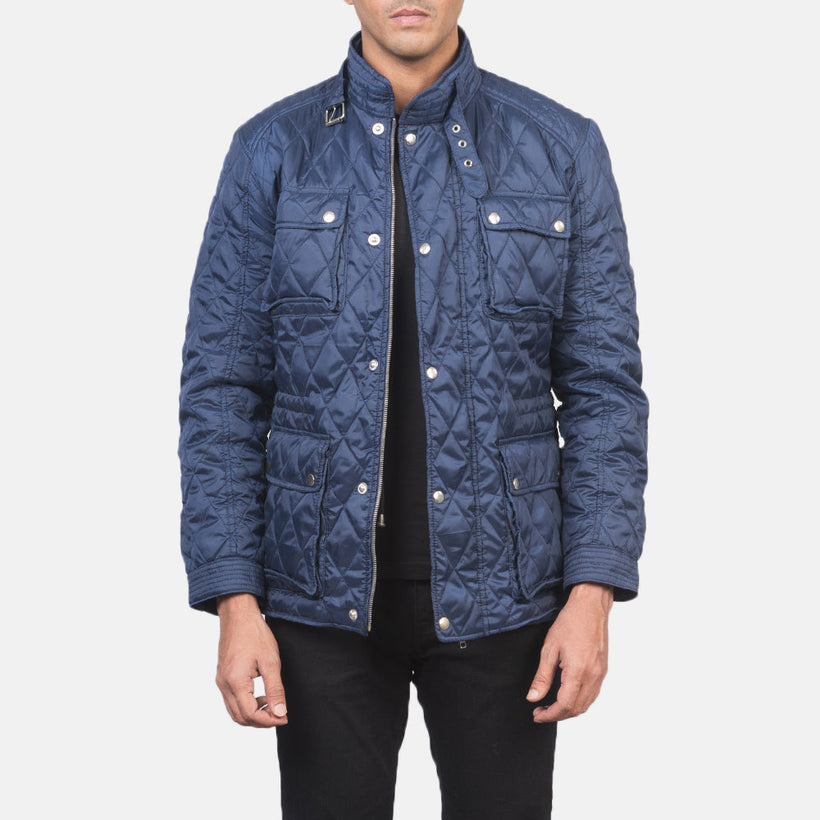 Nelson Quilted Blue Windbreaker Læderjakke til Mænd