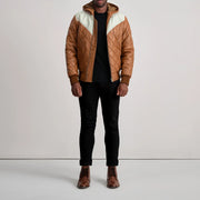 
Norman Læderjakke Lysebrun Puffer Læderjakke til Mænd – alternate product view 3