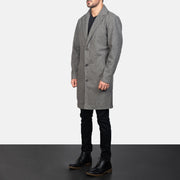 
Grey Synthetic Wool Trench Coat - Bagfra med tilpassede skuldre og ren kant