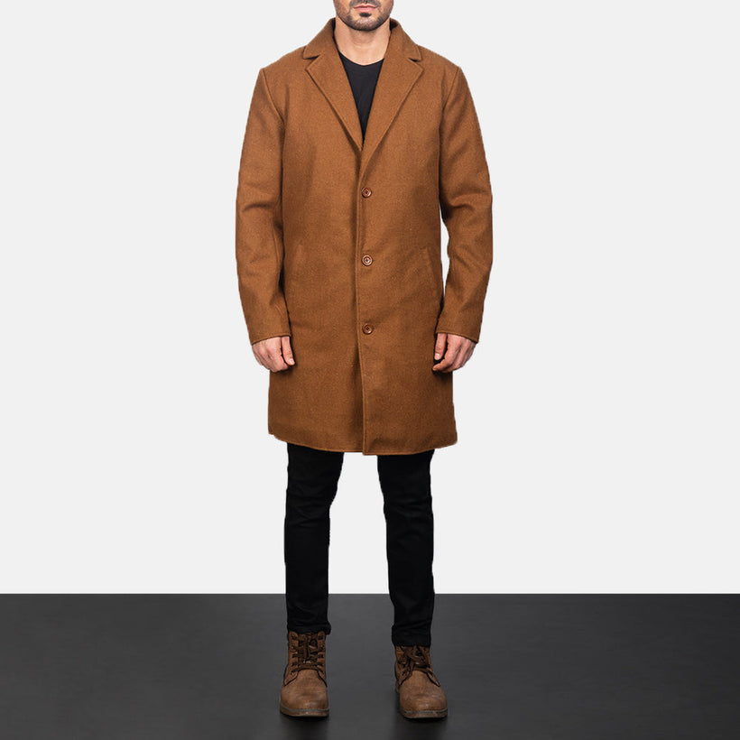 Petrillo Khaki Wool Single Breasted Læderfrakke til Mænd