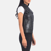 
Black Sheepskin Leather Biker Jacket - Bagfra med tilpassede skuldre og ren kant