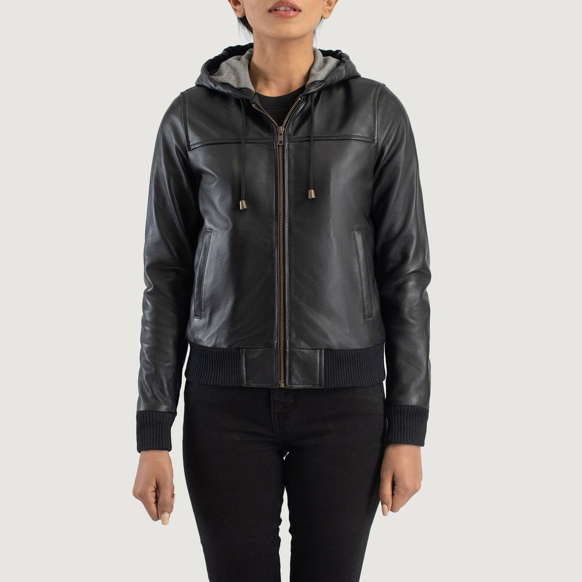 
Rebella Hooded Bomberjakke i Læder til Damer – alternate product view 4