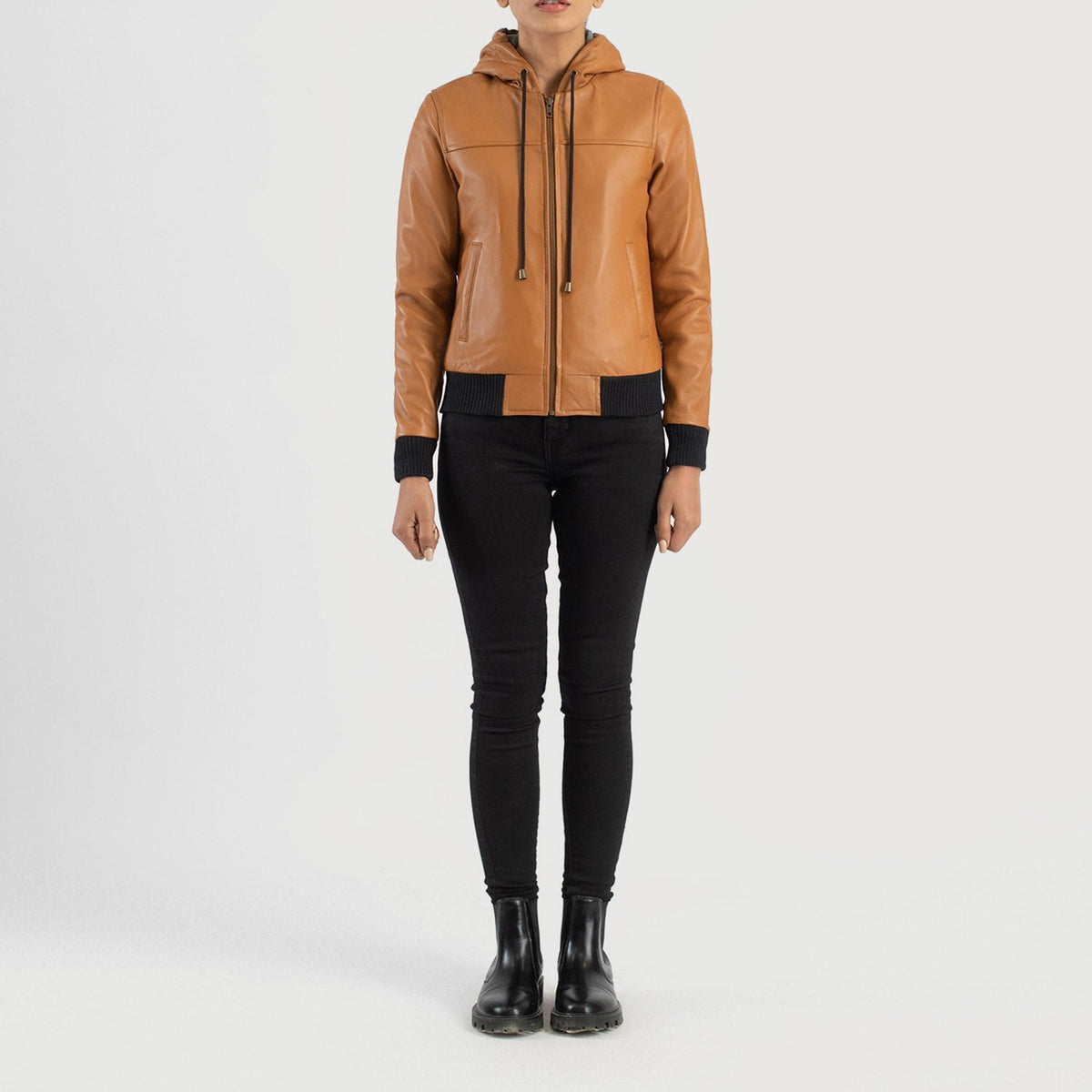 
Rebella Hooded Bomberjakke i Læder til Damer – alternate product view 3