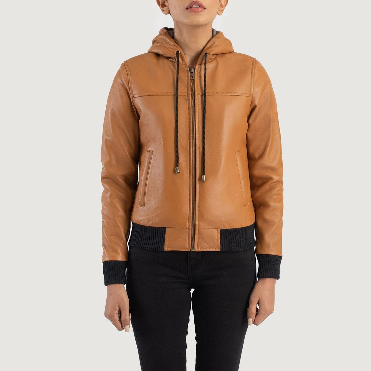 
Rebella Hooded Bomberjakke i Læder til Damer – alternate product view 4