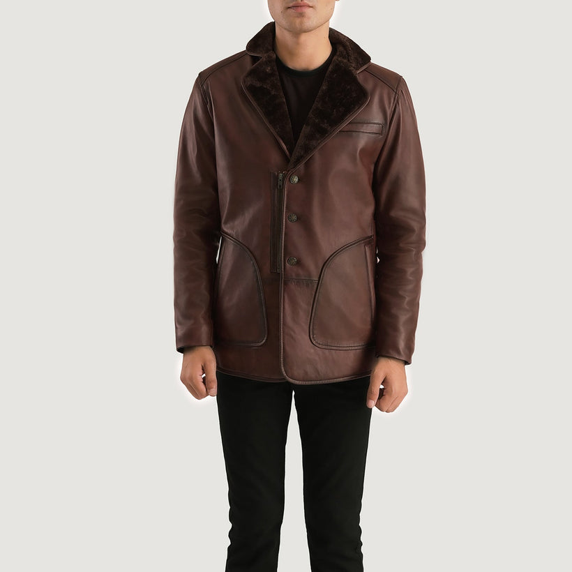 Rocky Brun Fur Leather Coat til Mænd