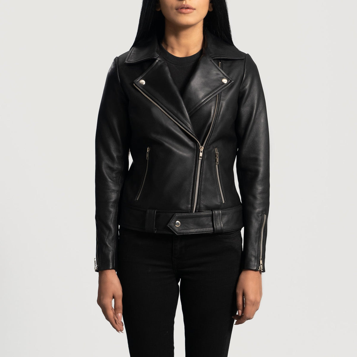 Rumy Maroon Læder Bikerjakke til Kvinder – alternate product view 4