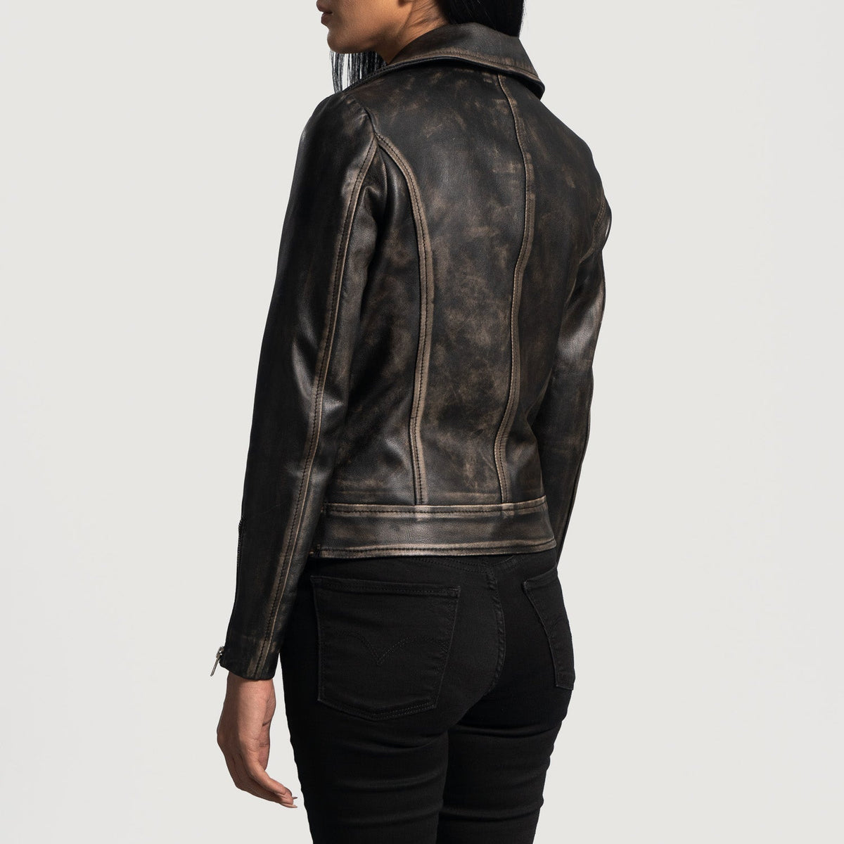 Rumy Maroon Læder Bikerjakke til Kvinder – alternate product view 5