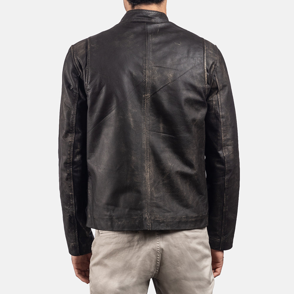 Rustic Læder Bikerjakke til Mænd – alternate product view 5