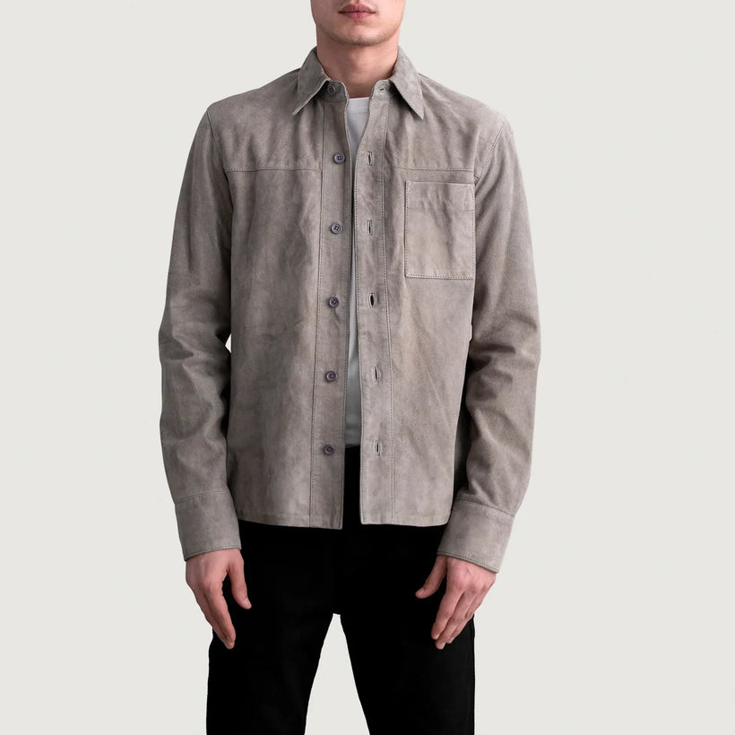 Scout Grey Suede Leather Shirt til Mænd