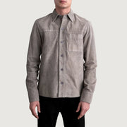 
Scout Grey Suede Leather Shirt til Mænd til Mænd - Sideprofil med ergonomisk ærmesnit