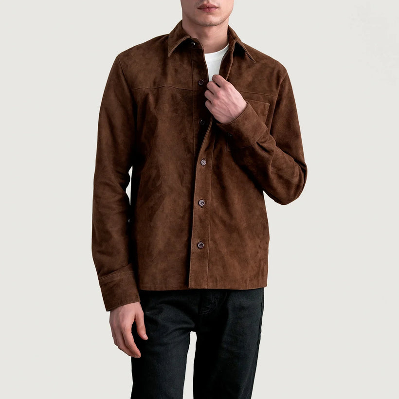 Scout Mocha Suede Leather Shirt til Mænd