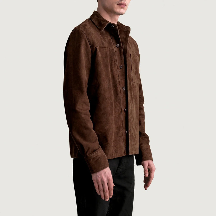 Scout Mocha Suede Leather Shirt til Mænd