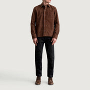 
Nærbillede of Shirt & Buttons Hardware on Scout Mocha Suede Leather Shirt til Mænd