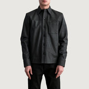 
Scout Tumbled Sort Leather Shirt til Mænd - Sideprofil med ergonomisk ærmesnit