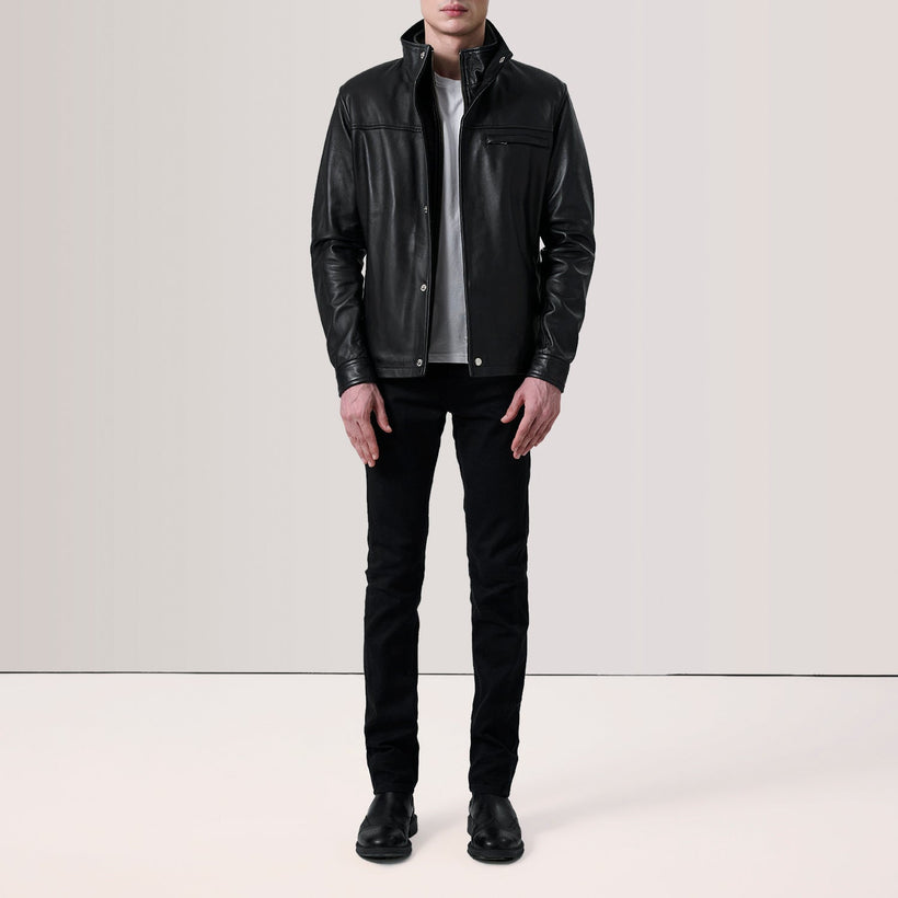 Sean Sort Leather Classic Læderjakke til Mænd