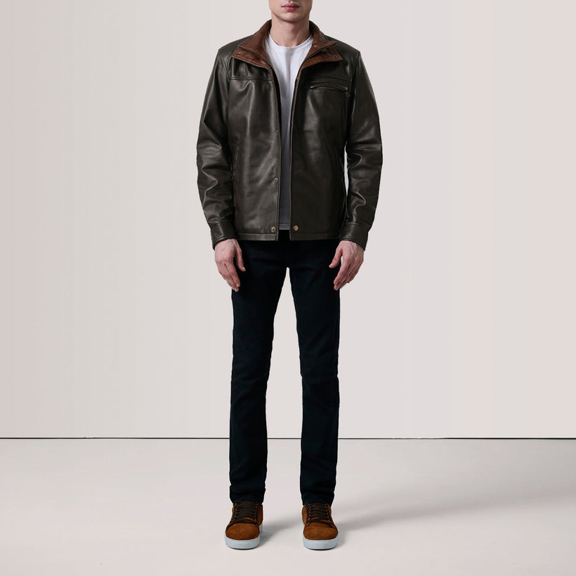 Sean Brun Leather Classic Læderjakke til Mænd