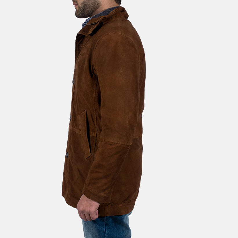 Sheriff Brun Suede Læderjakke til Mænd