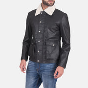 
Snow Cole Sort Læderjakke til Mænd in Black Goatskin Leather - Forfra med skræddersyet silhuet | Køb online