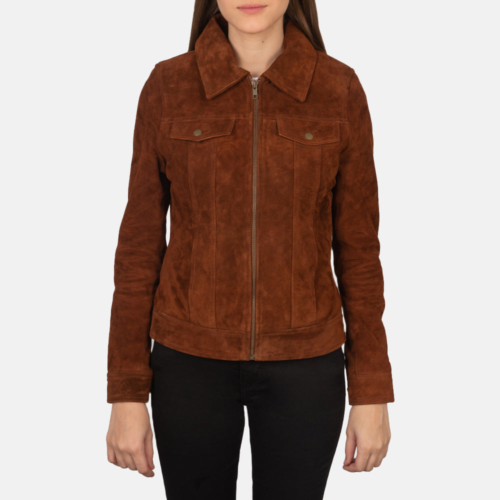 
Brown Goatskin suede Jacket - Bagfra med tilpassede skuldre og ren kant