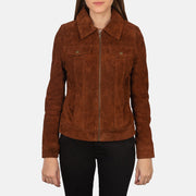 
Brown Goatskin suede Jacket - Bagfra med tilpassede skuldre og ren kant