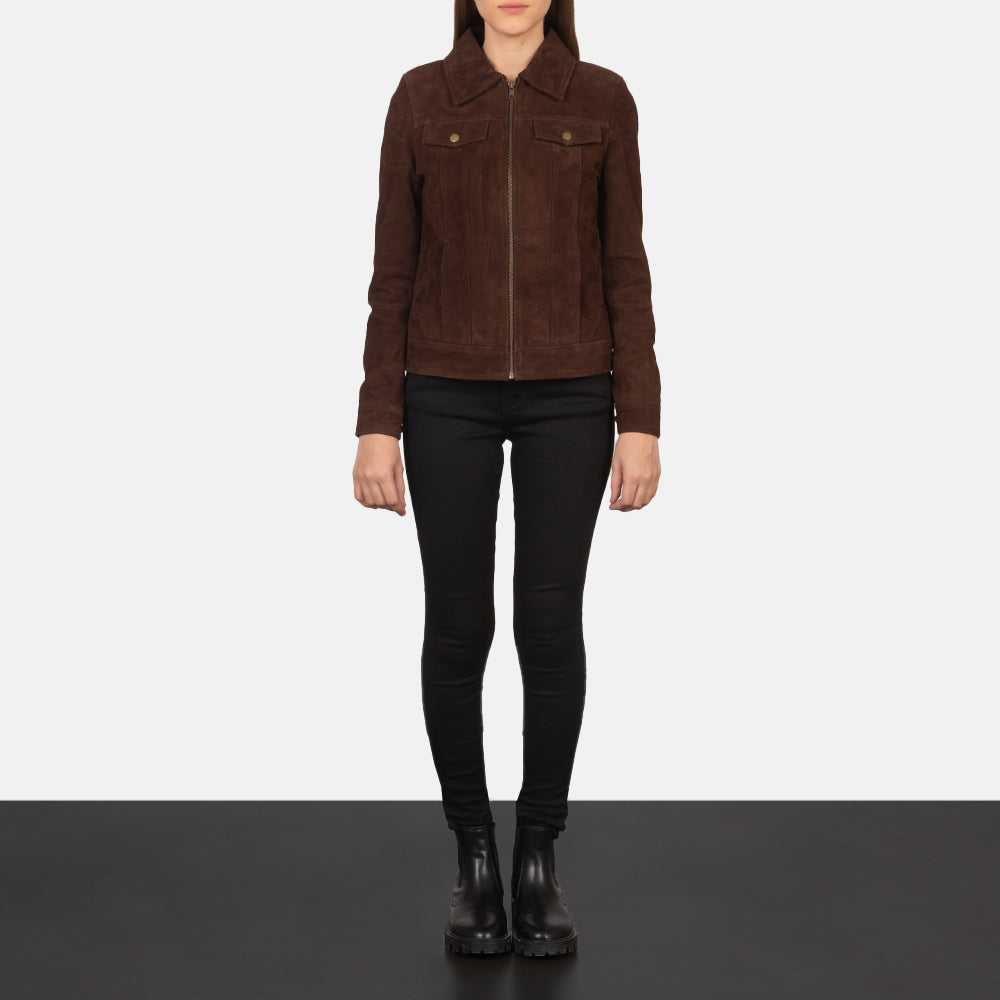 
Suzy Trucker Brun Læderjakke til Damer – alternate product view 4