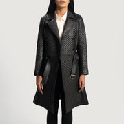 
Nærbillede of Notch & Button & waist belt Hardware on Sweet Susan Sort Trenchcoat i Læder til Damer