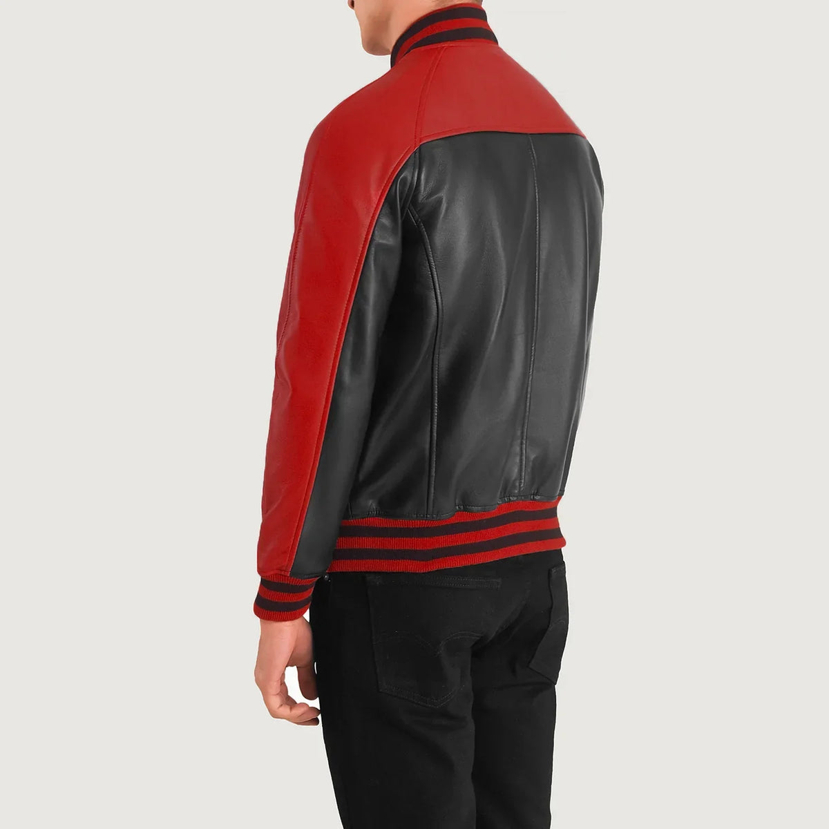 
Terrance Sort Varsity Læderjakke til Mænd – alternate product view 4