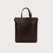 
Vintage Brown Full-Grain leather Bag - Bagfra med forstærkede læderremme og syninger
