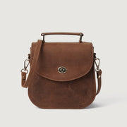 
The Sandra Vintage Lysebrun Leather Saddle Bag For Women in Tan Full Grain Naturally Milled Cowhide Leather. - Full Exterior Forfra med skræddersyet silhuet | Køb online