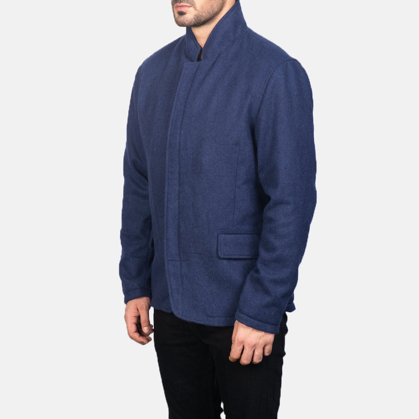 Thomas Blue Wool Læderjakke til Mænd