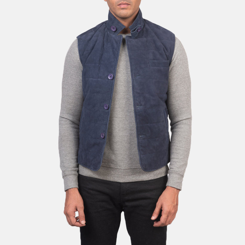Tony Blue Suede Vest til Mænd