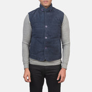 
Nærbillede of Notch with removable throat latch & Button Hardware on Tony Blå Suede Vest til Mænd