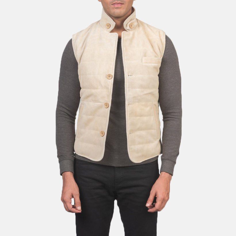 Tony Off-White Suede Vest til Mænd