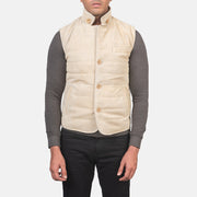 
Nærbillede of Notch with removable throat latch & Button Hardware on Tony Off-White Suede Vest til Mænd