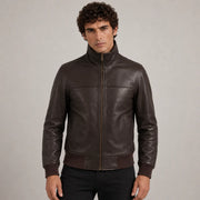 
Dark Brun Sheepskin Bomberjakke i Læder til Mænd in Dark Brown Authentic Sheepskin &Amp; Shearling - Forfra med skræddersyet silhuet | Køb online