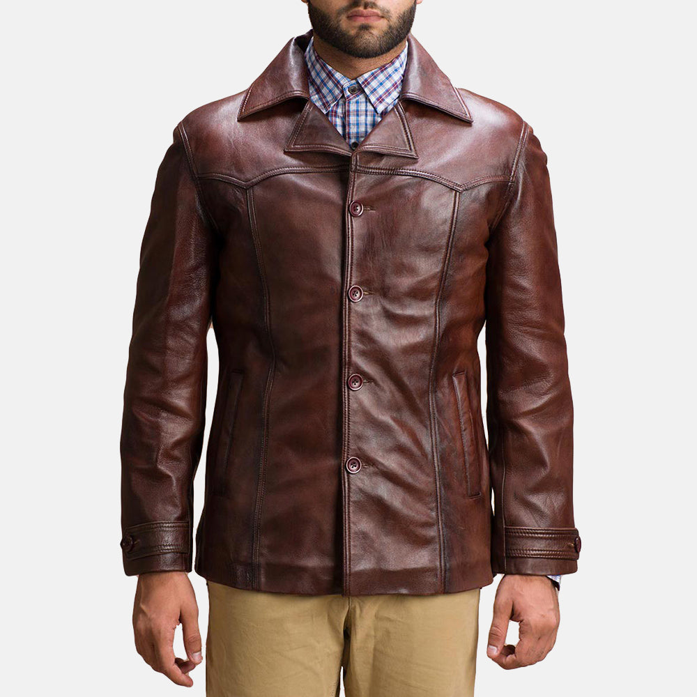 
Vincent Alley Brun Læderjakke til Mænd in Brown Sheepskin Leather - Forfra med skræddersyet silhuet | Køb online