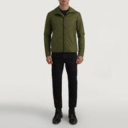 
Wesley Grøn Hooded Windbreaker Læderjakke til Mænd - Sideprofil med ergonomisk ærmesnit