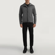 
Wesley Grey Hooded Windbreaker Læderjakke til Mænd - Sideprofil med ergonomisk ærmesnit