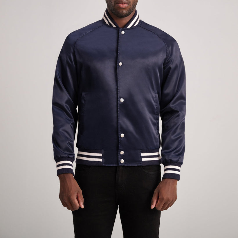 Xander Blue Varsity Læderjakke til Mænd