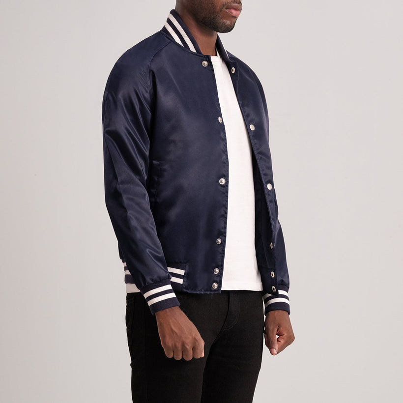 Xander Blue Varsity Læderjakke til Mænd