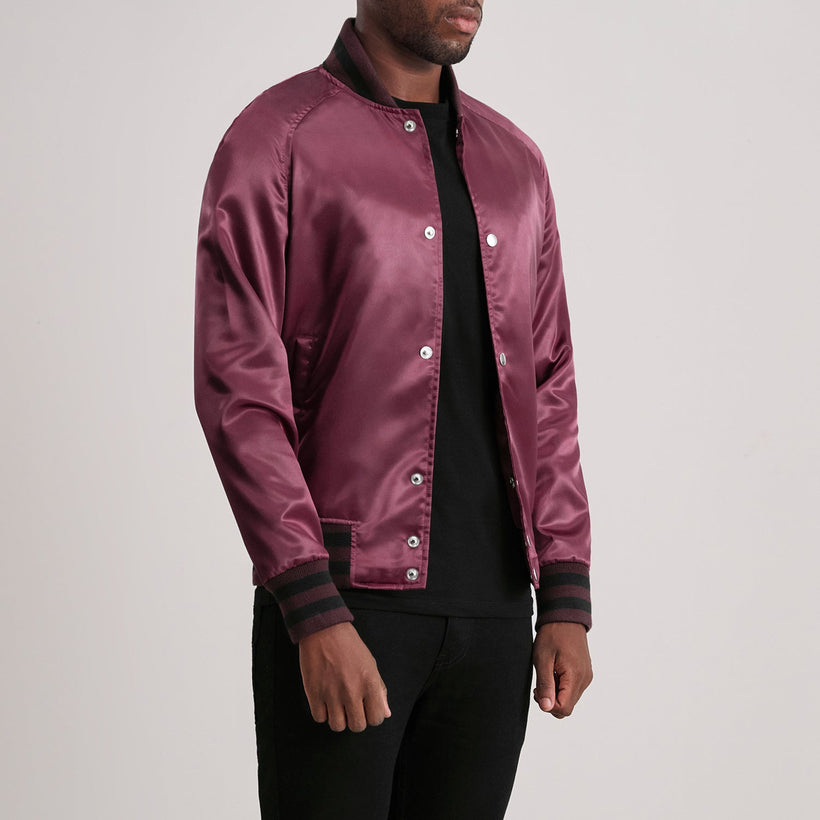 Xander Maroon Varsity Læderjakke til Mænd
