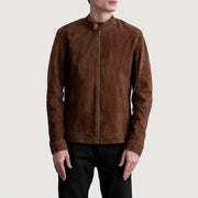 
Zen Brun Suede Bikerjakke i Læder til Mænd - Sideprofil med ergonomisk ærmesnit
